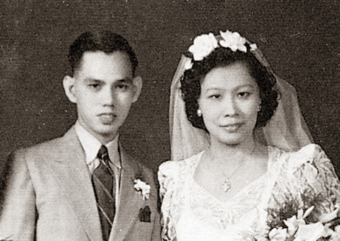 The Choys on their wedding day on August 16, 1941.